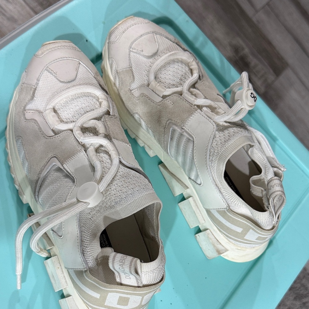 Chunky White Lace-Up Sneakers